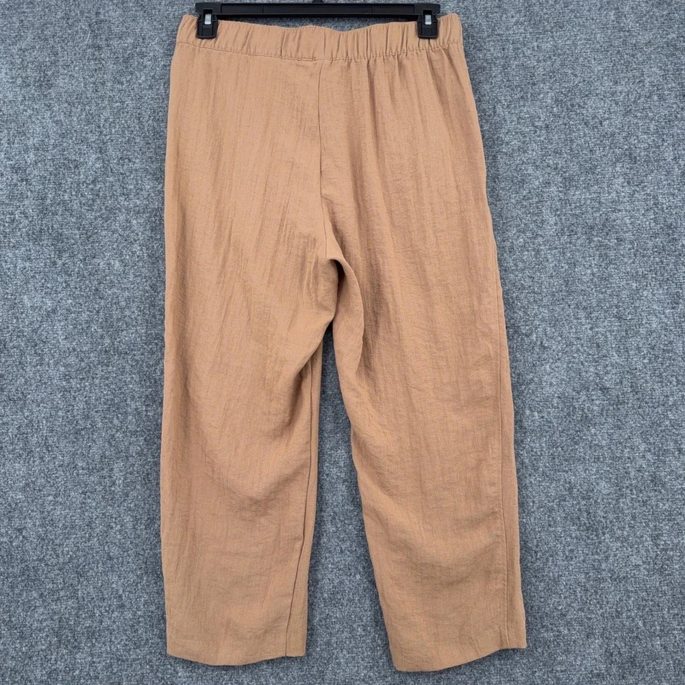 H&M Drawstring Waist Relaxed Pants Womens M Viscose Blend Brown